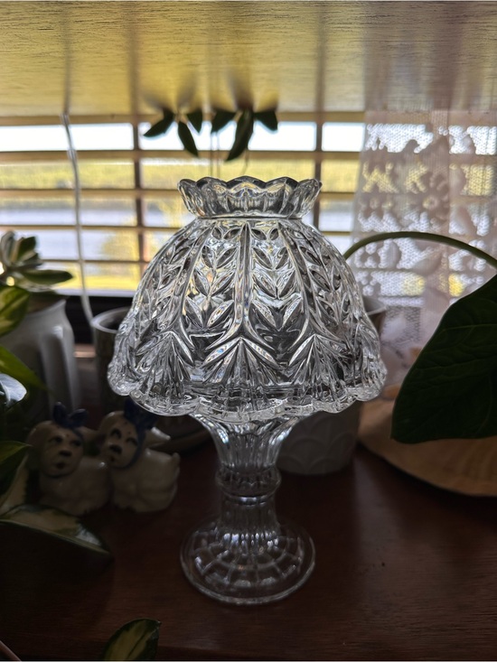 Other - Pressed Glass Table Lamp Shade & Base - Clear